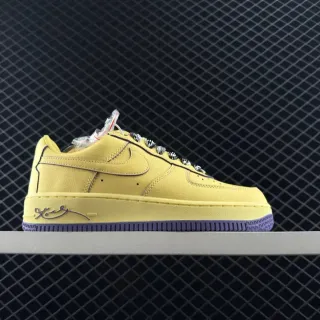 Nike Air Force 1 أصفر بنفسجي منخفض القدم جلد علوي أحذية أسلوب حياة
