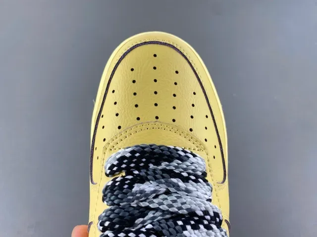 Nike Air Force 1 Amarelo Roxo Pele de serpente Cadarço Lifestyle Sneaker 5