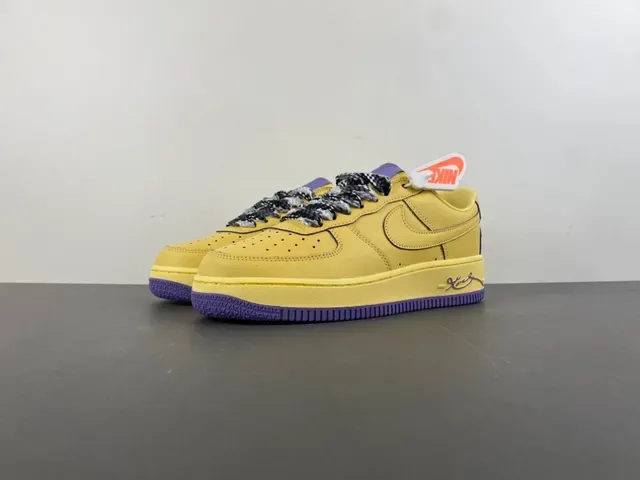 Nike Air Force 1 Amarelo Roxo Pele de serpente Cadarço Lifestyle Sneaker 10