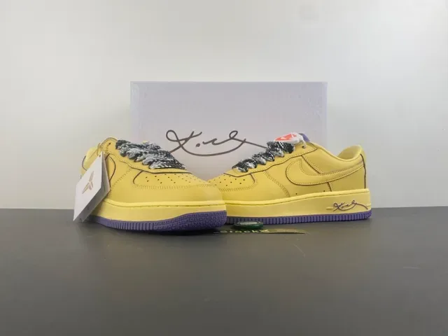 Nike Air Force 1 Amarelo Roxo Pele de serpente Cadarço Lifestyle Sneaker 12