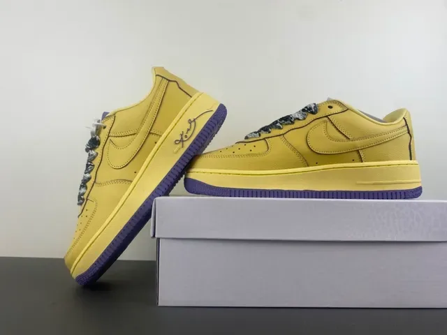 Nike Air Force 1 Amarelo Roxo Pele de serpente Cadarço Lifestyle Sneaker 14
