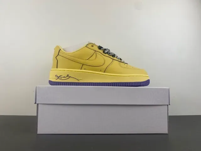 Nike Air Force 1 Amarelo Roxo Pele de serpente Cadarço Lifestyle Sneaker 15