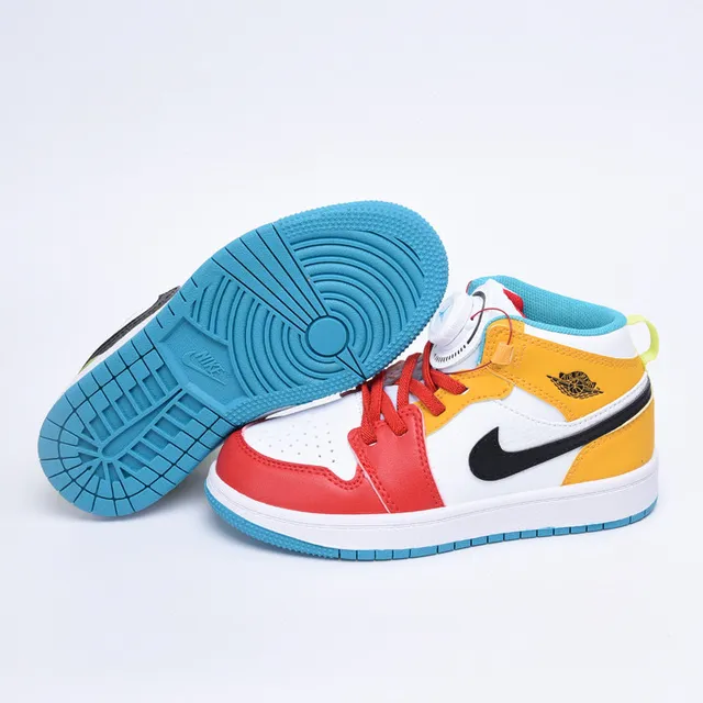 Nike Air Jordan 1 High Tênis de Basquete Infantil Vermelho Preto Branco 24