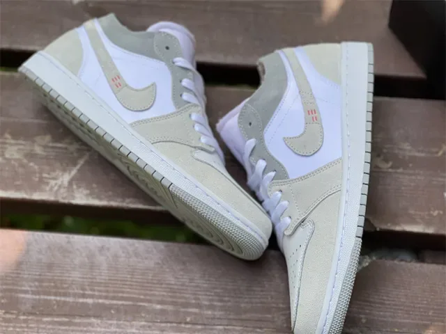 Nike Air Jordan 1 Low Beige and White Lifestyle Sneakers 5
