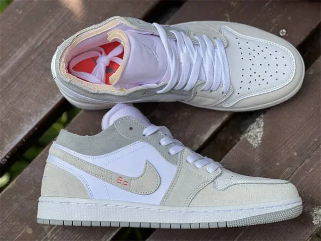 Nike Air Jordan 1 Low Beige and White Lifestyle Sneakers 6
