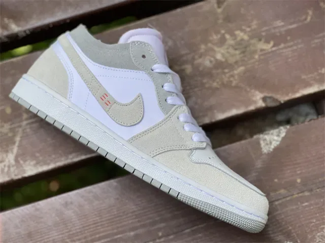 Nike Air Jordan 1 Low Beige and White Lifestyle Sneakers 7