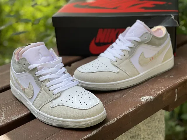 Nike Air Jordan 1 Low Beige and White Lifestyle Sneakers 8