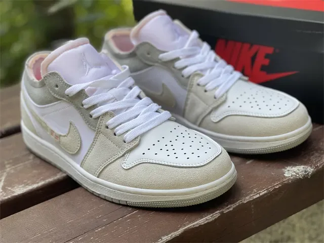 Nike Air Jordan 1 Low Beige and White Lifestyle Sneakers 9