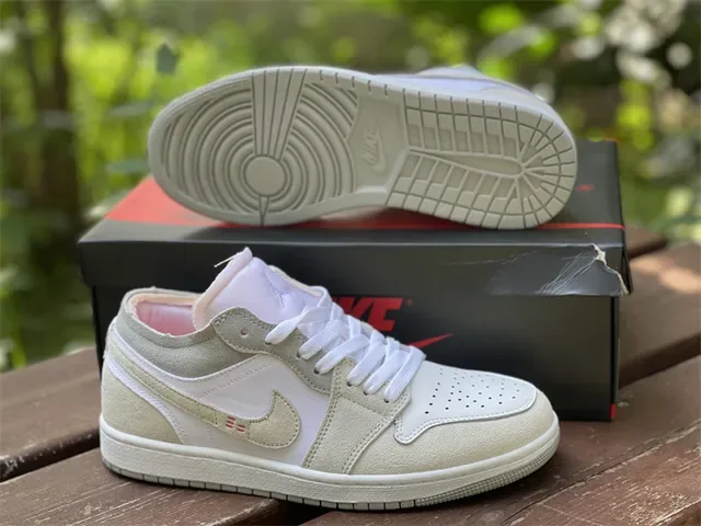 Nike Air Jordan 1 Low Beige and White Lifestyle Sneakers 10