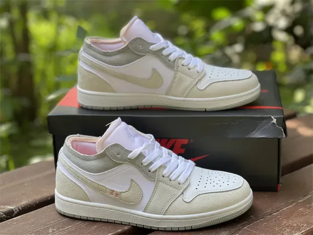 Nike Air Jordan 1 Low Beige and White Lifestyle Sneakers 11