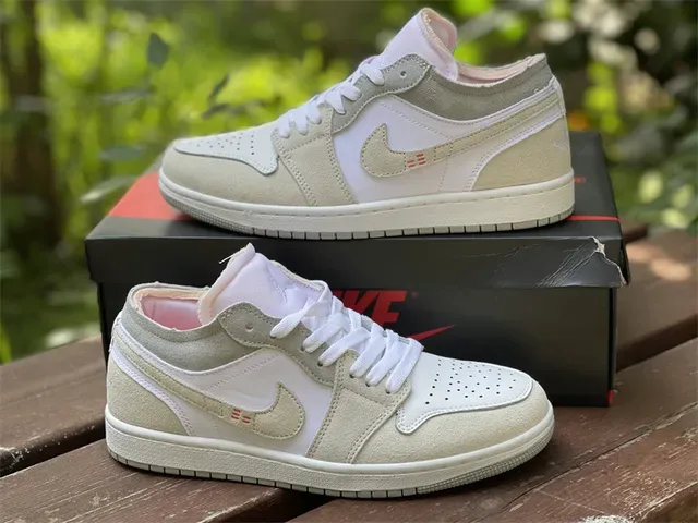 Nike Air Jordan 1 Low Beige and White Lifestyle Sneakers 12