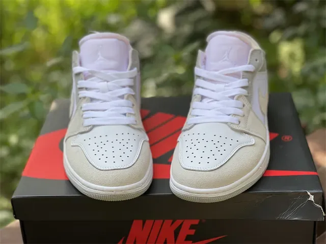 Nike Air Jordan 1 Low Beige and White Lifestyle Sneakers 14