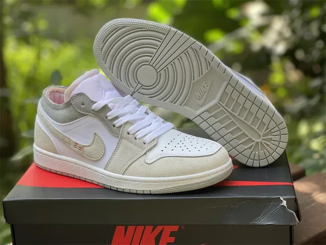 Nike Air Jordan 1 Low Beige and White Lifestyle Sneakers 15