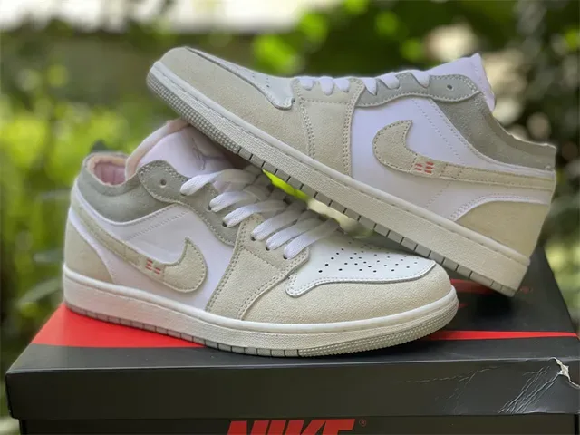 Nike Air Jordan 1 Low Beige and White Lifestyle Sneakers 16