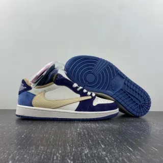 Nike Air Jordan 1 Low حذاء رياضي أنيق أزرق بيج أبيض
