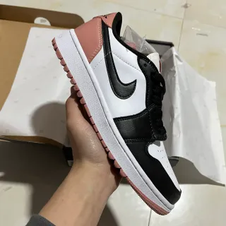 Nike Air Jordan 1 Low أبيض أسود وردي حذاء لايف ستايل