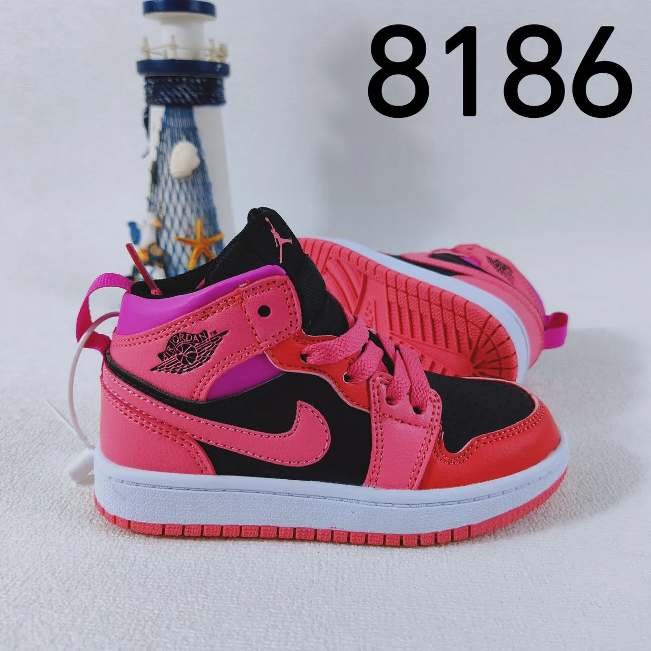 Nike Air Jordan 1 गुलाबी सफेद लाल बच्चों के बास्केटबॉल जूते 2