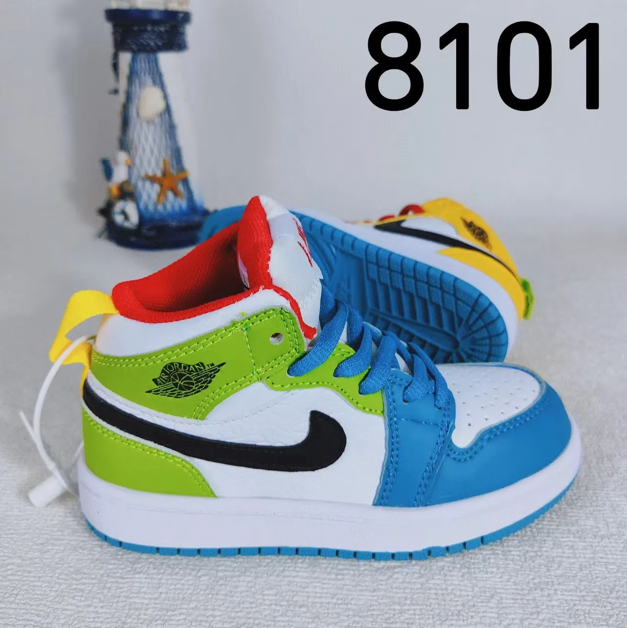 Nike Air Jordan 1 गुलाबी सफेद लाल बच्चों के बास्केटबॉल जूते 7