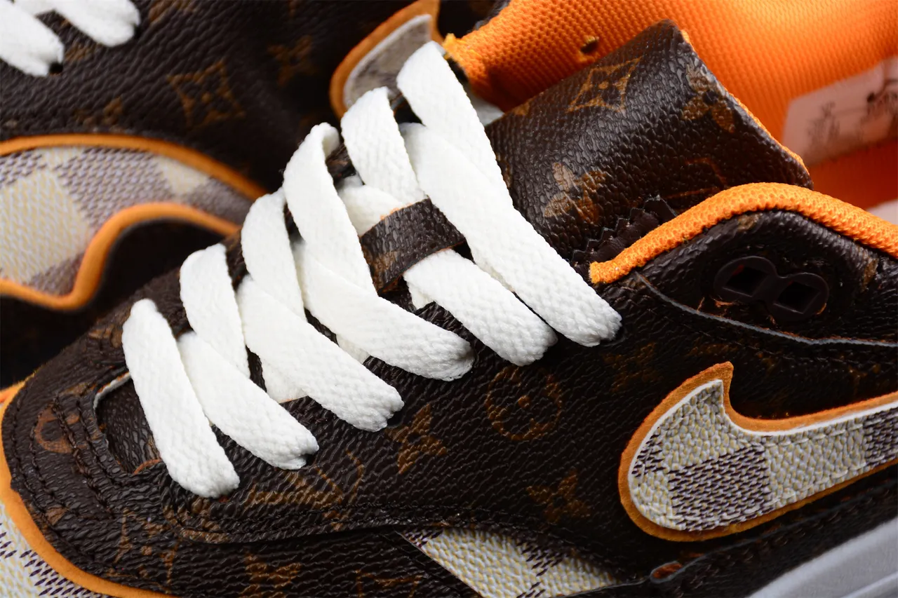 Nike Air Max 1 Brown Monogram and Checkerboard Lifestyle Sneakers 5
