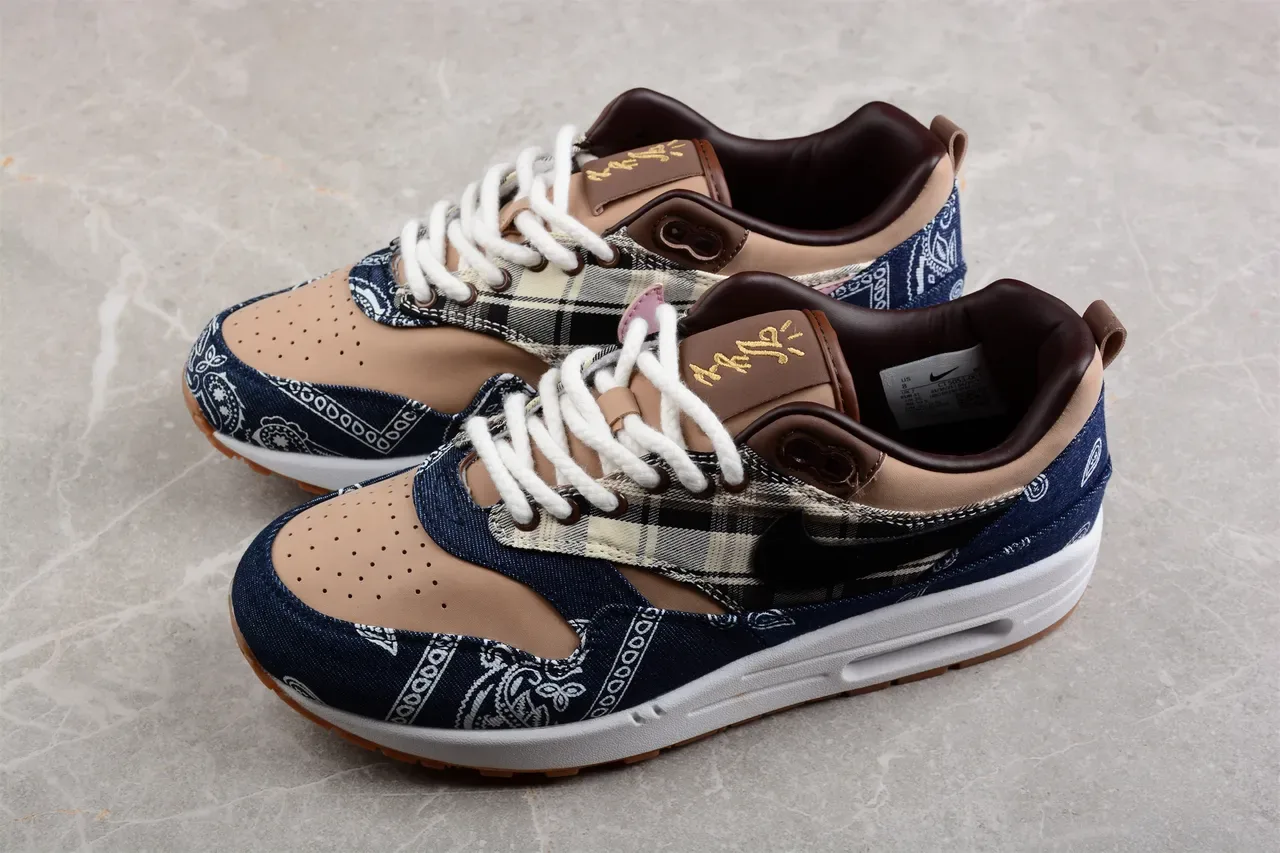 نايك إير ماكس 1 Denim Bandana Plaid سنيكرز لايف ستايل 4