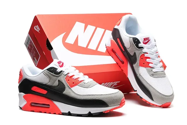 Nike Air Max 90 Blanc Gris Noir Hyper Crimson Chaussures Lifestyle 2