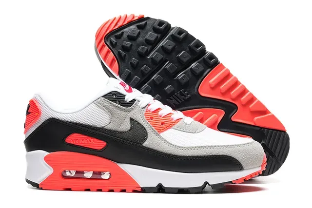 Nike Air Max 90 Blanc Gris Noir Hyper Crimson Chaussures Lifestyle 3