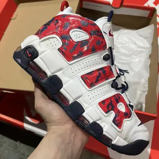 Nike Air More Uptempo লাল নৌবাহিনী ক্যামোফ্লেজ বাস্কেটবল জুতা