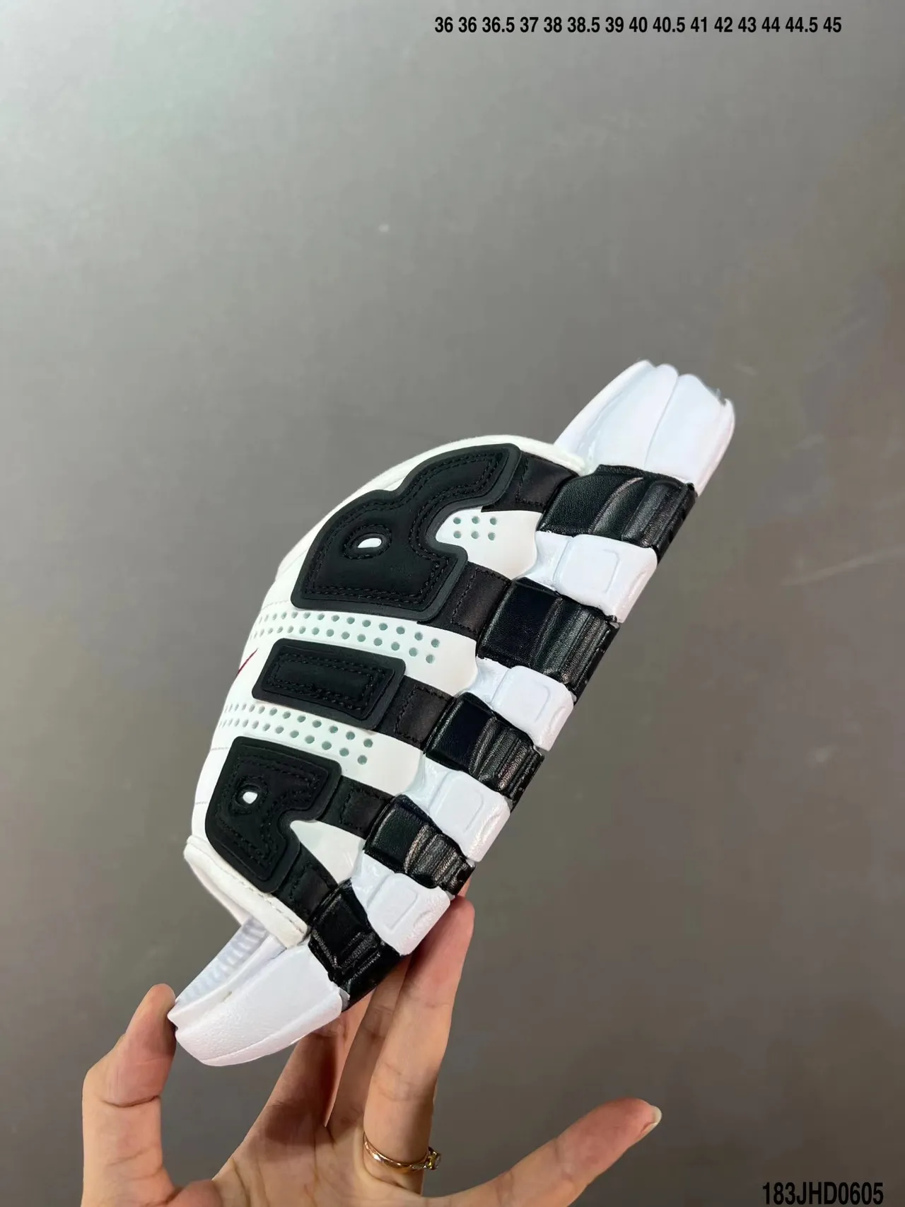 Nike Air More Uptempo Slide Red Black White Slippers 5