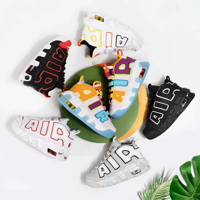Nike Air More Uptempo White Gray Black أحذية كرة السلة 4