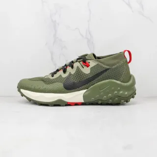 Nike أخضر أرمي أسود زيتون شبكة علوية مصممة موجية وسط الكعب أحذية نمط حياة