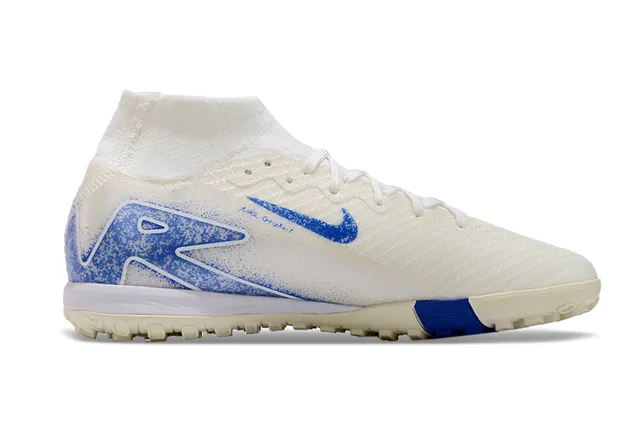 耐克米色蓝色袜套领Flyknit鞋面草地足球鞋 7