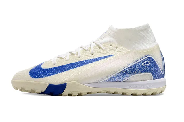 耐克米色蓝色袜套领Flyknit鞋面草地足球鞋 8