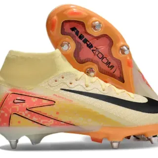 Nike Beige Orange High-Cut Sock-Fit Collar Overlay Gráfico Pixelado Calçados de Futebol para Terra Firme