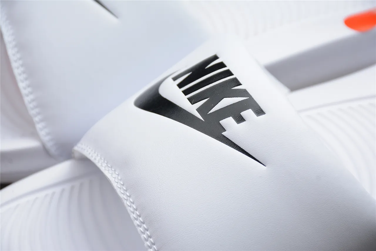 Nike Benassi JDI White Black Orange Slippers 4