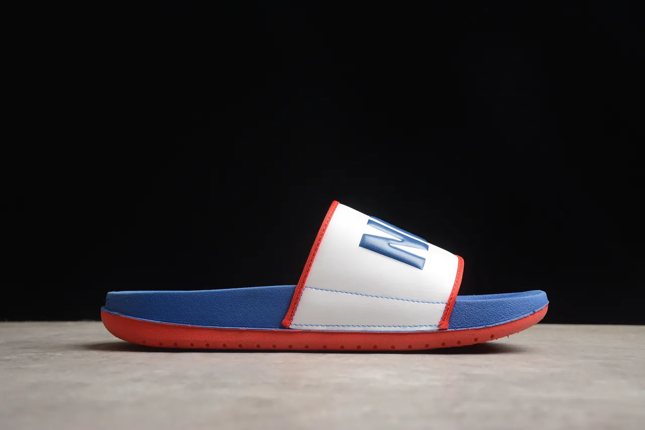 Nike Benassi JDI White Royal Blue Red Slippers 12