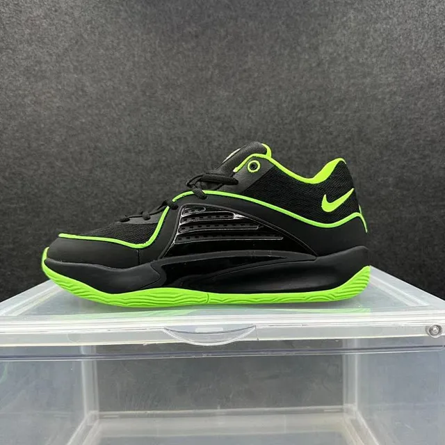 Chaussures de Basketball Nike Noir et Vert Néon Low-Top en Maille et Synthétique 2