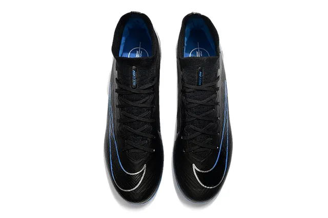 Nike Noir Bleu Haut-Coupé Ajusté à Chaussette Flyknit Haut Firm-Ground Chaussures de Football 2