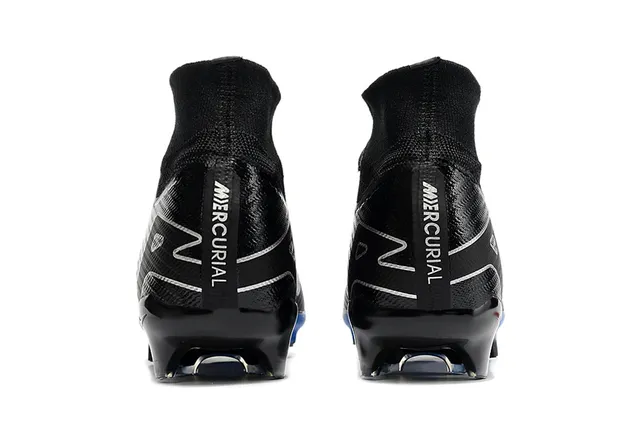 Nike Noir Bleu Haut-Coupé Ajusté à Chaussette Flyknit Haut Firm-Ground Chaussures de Football 4