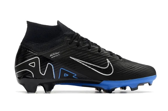 Nike Noir Bleu Haut-Coupé Ajusté à Chaussette Flyknit Haut Firm-Ground Chaussures de Football 7