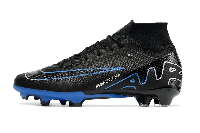 Nike Noir Bleu Haut-Coupé Ajusté à Chaussette Flyknit Haut Firm-Ground Chaussures de Football 8