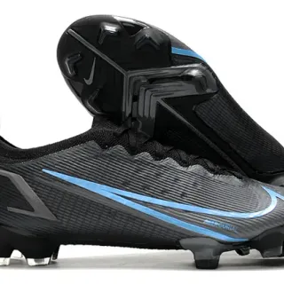 Nike Black Blue Low-Cut Sock-Fit Collar Textured Synthetic Upper Firm-Ground Soccer Shoes