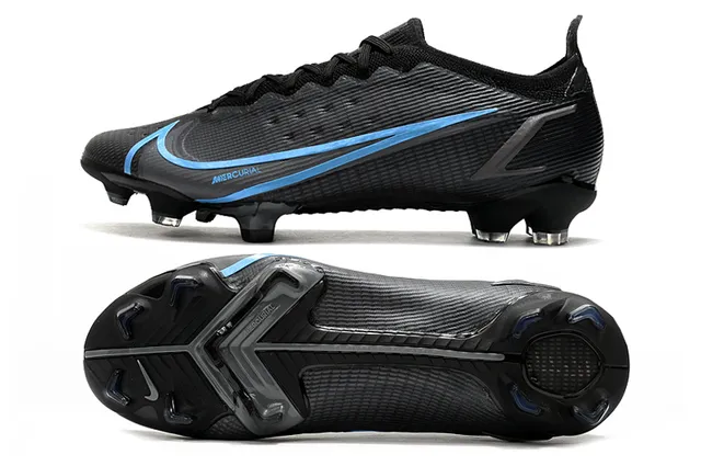 Nike 黑色蓝色低帮袜套贴合领口纹理合成鞋面钉地足球鞋 2