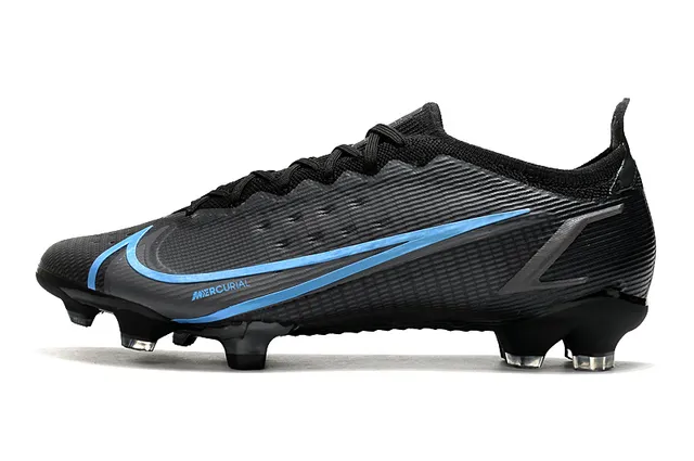 Nike 黑色蓝色低帮袜套贴合领口纹理合成鞋面钉地足球鞋 5