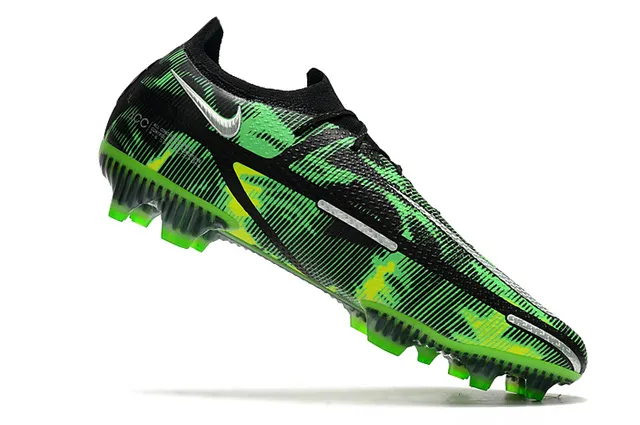 Nike Preto Verde Cadarços Assimétricos Upper Sintético Texturizado Sapatos de Futebol para Campo Firme 3