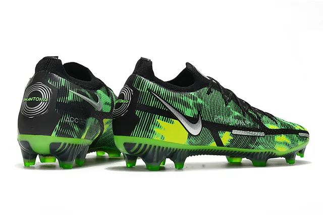 Nike Preto Verde Cadarços Assimétricos Upper Sintético Texturizado Sapatos de Futebol para Campo Firme 7