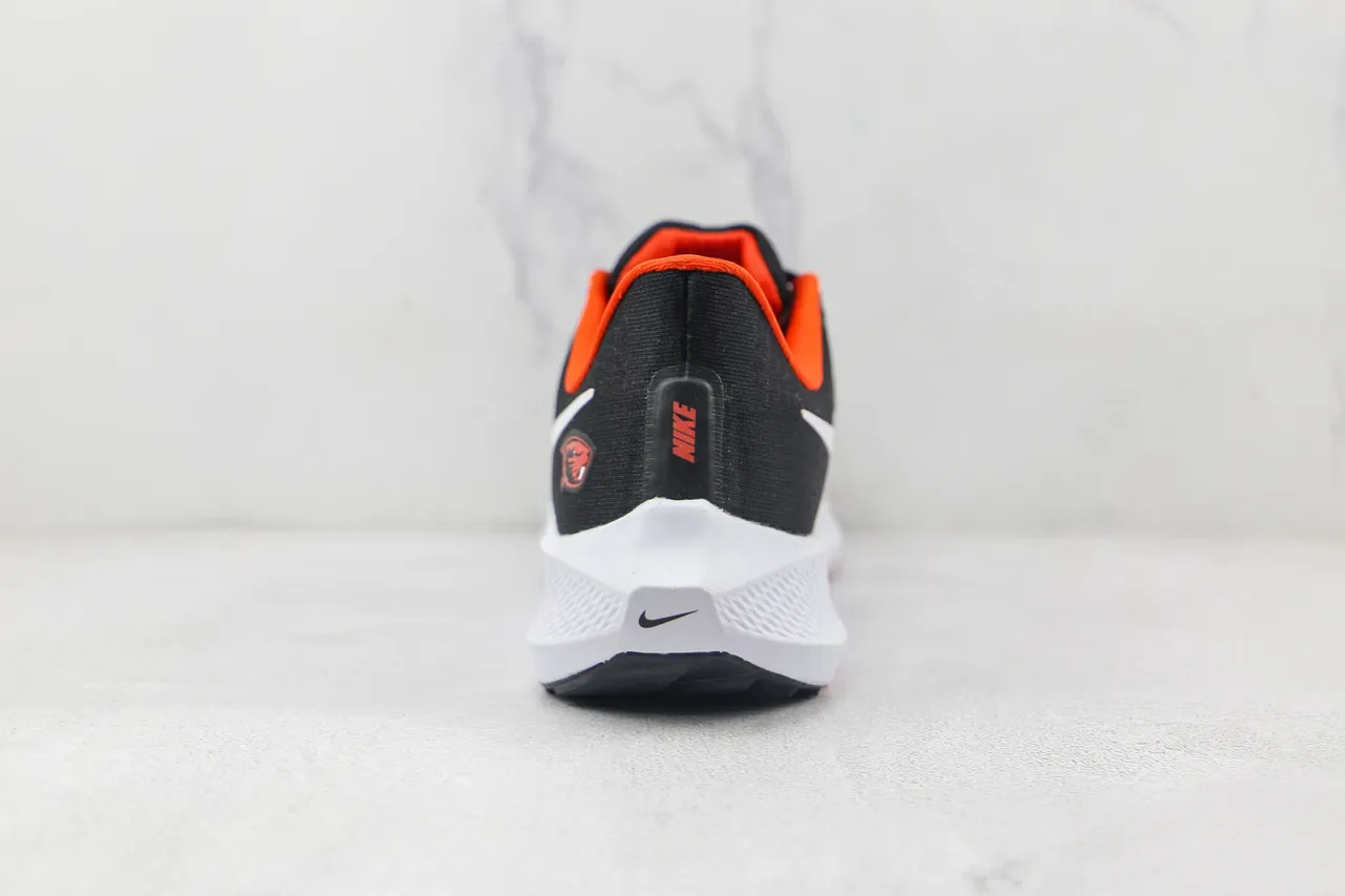 Nike Black Orange Engineered Mesh Upper Sculpted White Midsole Running Shoes 9