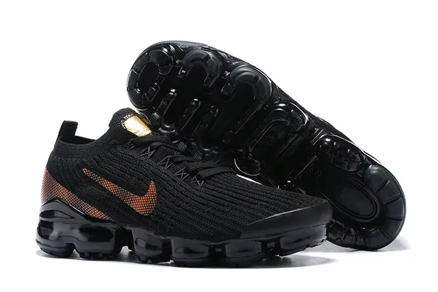 Nike Black Orange Knit Upper Visible Air Sole Lifestyle Sneakers 3