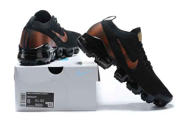 Nike Black Orange Knit Upper Visible Air Sole Lifestyle Sneakers 4