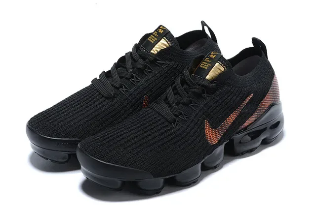 Nike Black Orange Knit Upper Visible Air Sole Lifestyle Sneakers 6