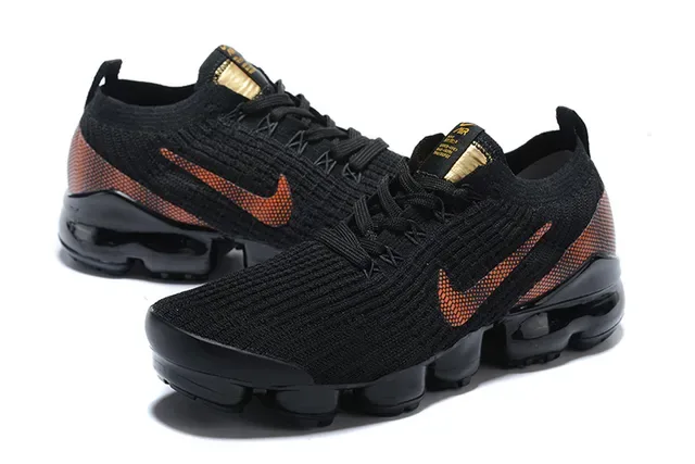 Nike Black Orange Knit Upper Visible Air Sole Lifestyle Sneakers 7